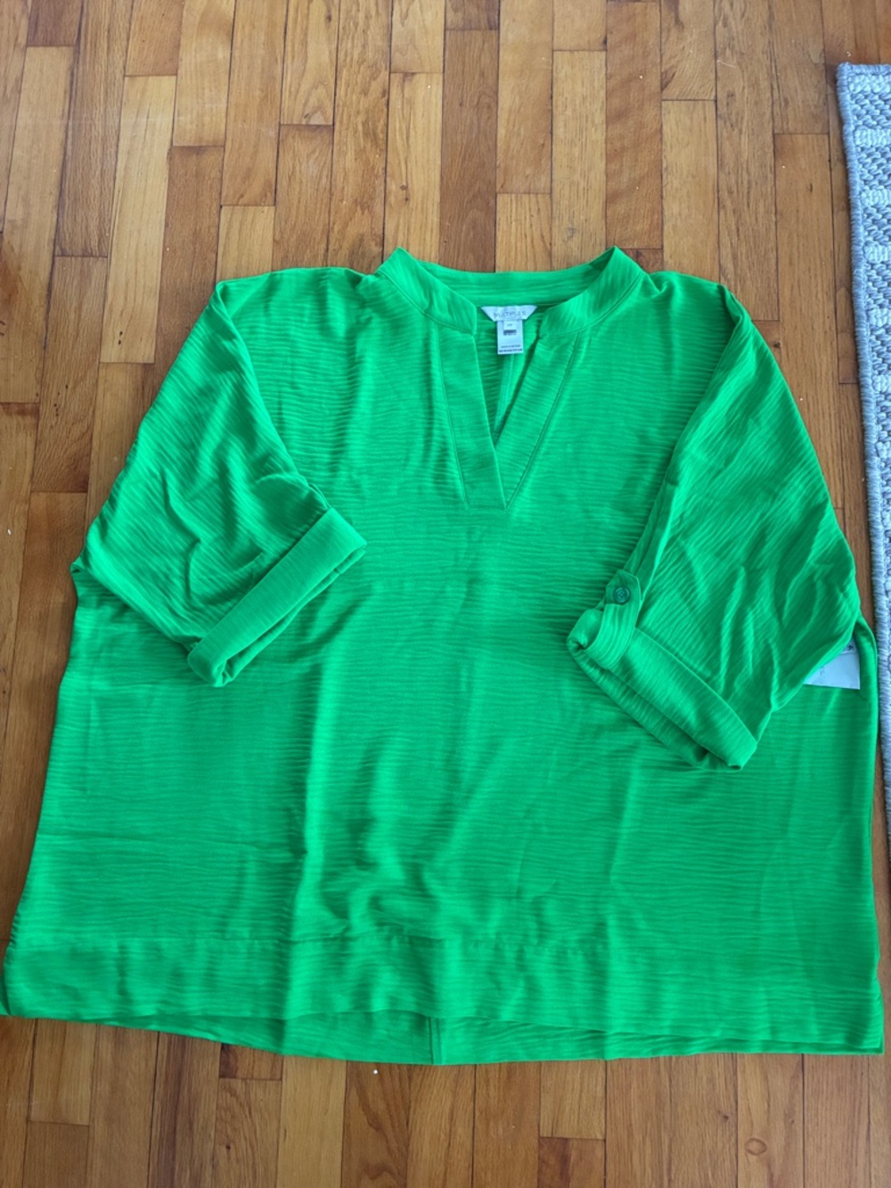 Bright Green Women's Split Neck Tunic Top Multiples 3X